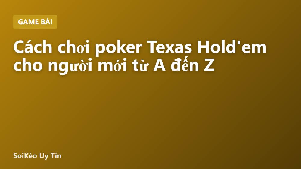 Cách chơi poker Texas Hold'em cho người mới từ A đến Z